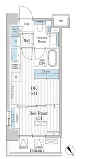 パークアクシス門前仲町テラス【2階】の間取り
