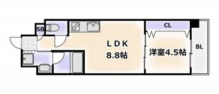 WARM天下茶屋【2階】の間取り