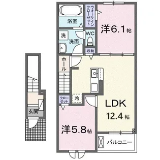 プロスペリテV B棟【2階】の間取り