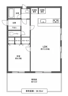 目黒ガーデンハウス【1階】の間取り