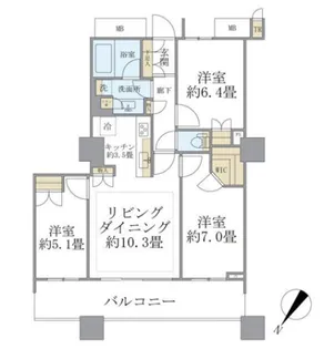 Brillia Mare 有明 TOWER&GARDEN【5階】の間取り