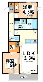 Hilltop East【1階】の間取り