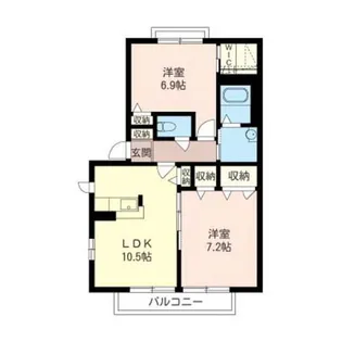 ガーデンハイツいずみ中央B【2階】の間取り