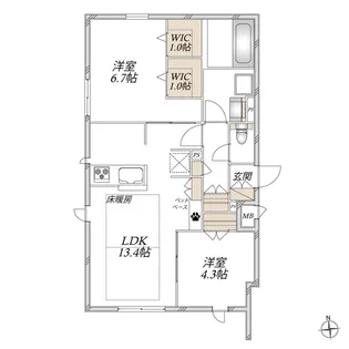 (仮称)荒川区東日暮里メゾン【1階】の間取り