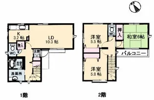 メゾネット川内 A棟【1階】の間取り