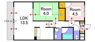 エステートピア浜【2階】の間取り