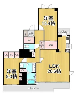 西宮マリナパークシティ・港のまちハーバーヴィラ南棟【11階】の間取り