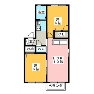 2LDKの間取り画像