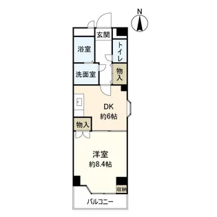 1DKの間取り画像