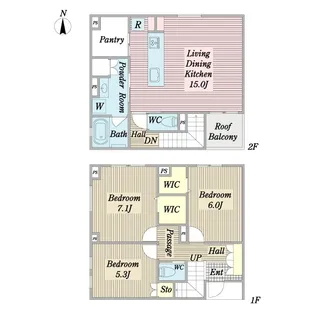 東京都府中市片町2【一戸建】の間取り