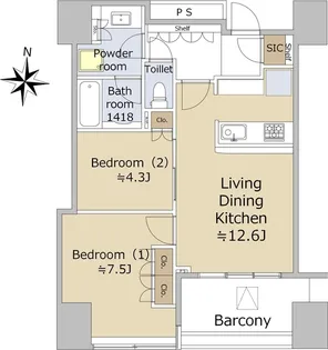 パークタワー錦糸町【18階】の間取り