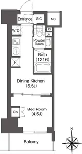 コンフォリア東新宿【8階】の間取り