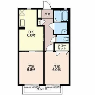 サニーユアーズ・fk B棟【2階】の間取り