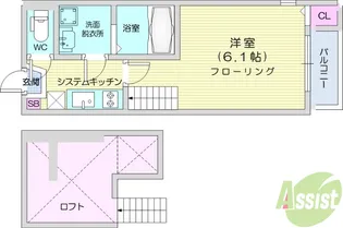 アリッサム東仙台【1階】の間取り