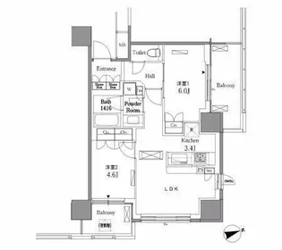 レジディアタワー目黒不動前【5階】の間取り