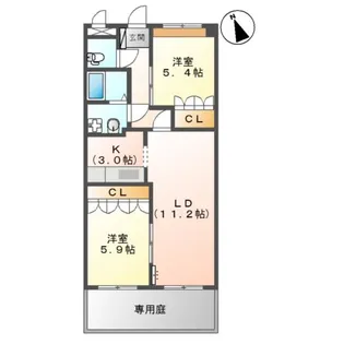 グリーンパーク佐賀川副【1階】の間取り