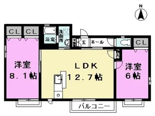 レジデンスナミキ【2階】の間取り