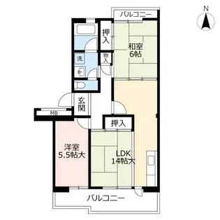 UR十郎川【5階】の間取り