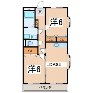 ボヌール・ハギ【2階】の間取り