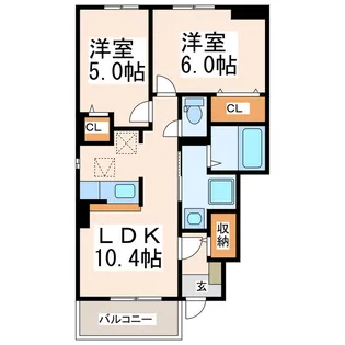 プリムローズ ガーデンヴィラA【1階】の間取り