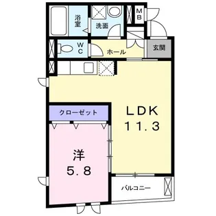 1LDKの間取り画像