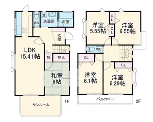 神奈川県横浜市青葉区榎が丘【一戸建】の間取り