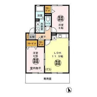 フロンティエール西館【1階】の間取り