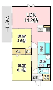 福岡県北九州市小倉南区城野4【アパート】の間取り