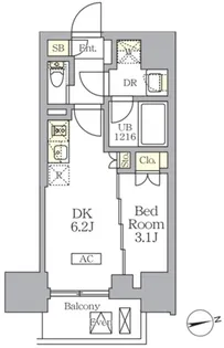 ザ・ライオンズフォーシア文京湯島【3階】の間取り