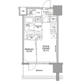 ザ・パークハビオ行徳駅前【8階】の間取り
