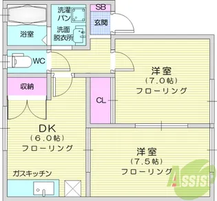 ガーデンタウン B棟【1階】の間取り