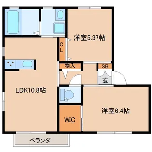 プリムローズ弐番館【2階】の間取り