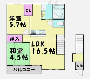 カルムガーデン岩出【2階】の間取り