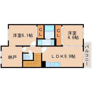 ジャルダンドゥトゥルヌスゥル【2階】の間取り