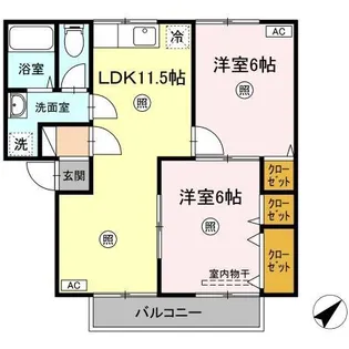 ラルカンシェルB【1階】の間取り