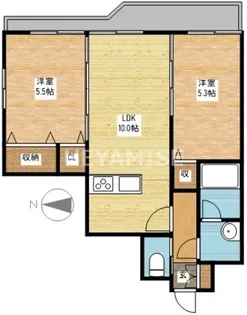 エススリー出島【7階】の間取り