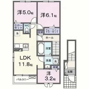 バンブー ロン【2階】の間取り