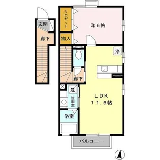 サニースクエア B【2階】の間取り
