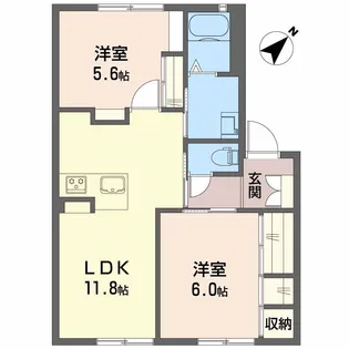 ブルックハイムB【1階】の間取り