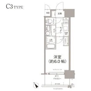 エスリード大阪デュアルゲート【4階】の間取り