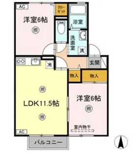 アミスターY・2・S A棟【2階】の間取り