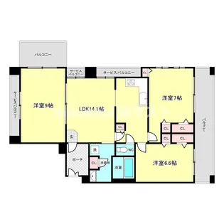 ペルル堂島【6階】の間取り