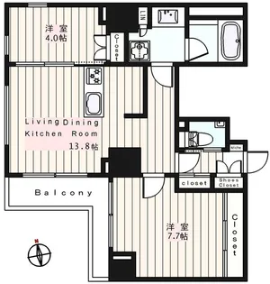 ビバリーホームズ秋葉原【11階】の間取り
