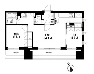東京都目黒区東山1【マンション】の間取り