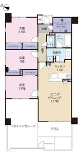 クリオさいたま新都心ウエスト【1階】の間取り