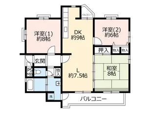 UR平城右京【3階】の間取り
