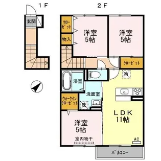 広島県広島市安佐南区緑井8【アパート】の間取り