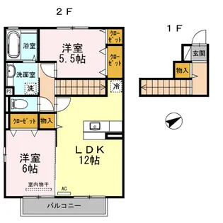 リヴィエールウィット【2階】の間取り