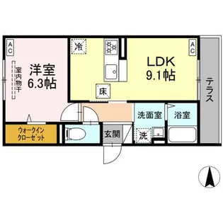 ディー パイナ 新吉田東【1階】の間取り