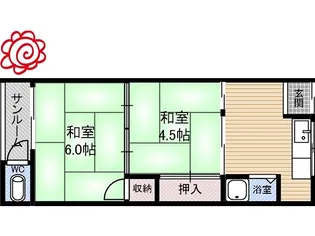 川口ハイツ【1階】の間取り
